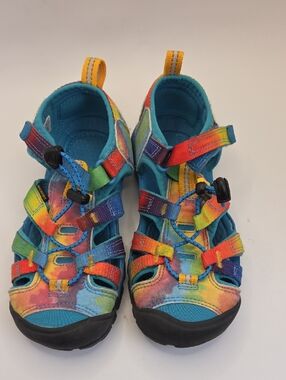 Keen Little Kids' Seacamp II CNX Water Sandal Shoes Sz 13 Tie Dye Blue Washable